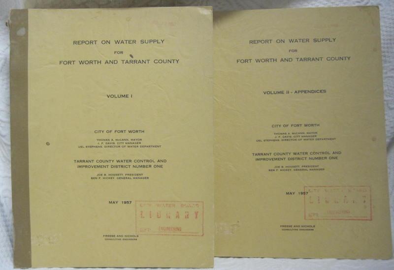 Image for Report on Water Supply Fort Worth Tarrant County 1957